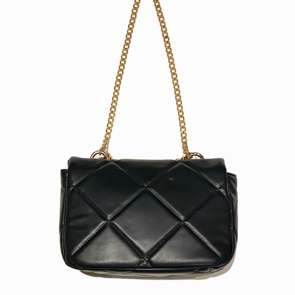 Badgley Mischka Black Gold Chain Quilted Crossbody Bag NWT - Picture 7 of 13